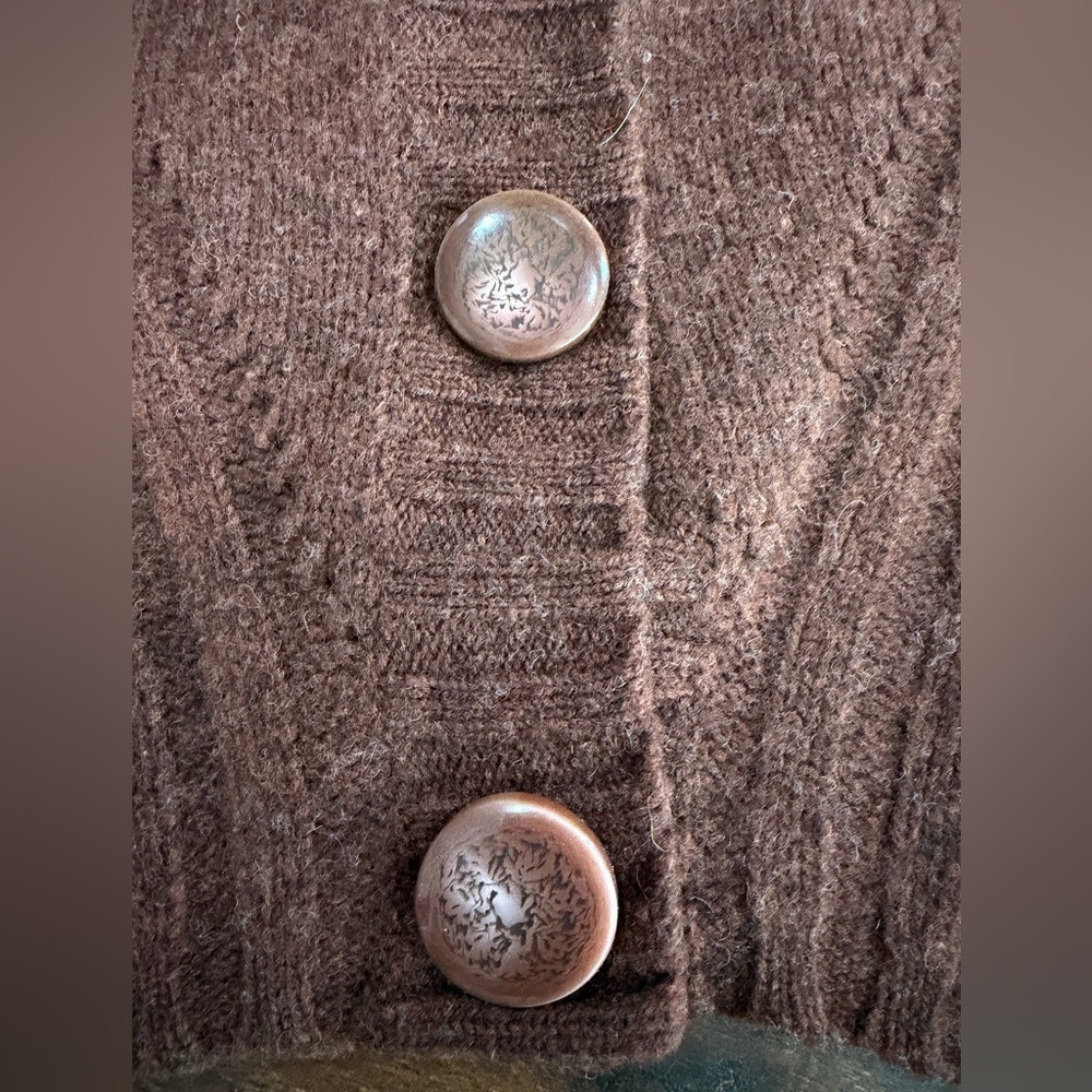Deane & White 100% Lambswool women's cardigan sweater Sz M Brown color - Picture 5 of 8
